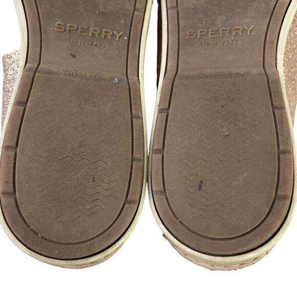 Sperry Top Sider Womens Leather Glitter Rose Gold Boat Shoes Flats Slip On sz 7 - Picture 14 of 16